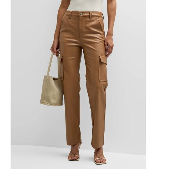 pistola Pants - PISTOLA Cassie Brown Faux-Leather Cargo Pants 20981